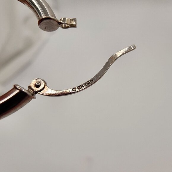 Vintage 10K White And Yellow Gold Hoop Earrings - Picture 3 of 4